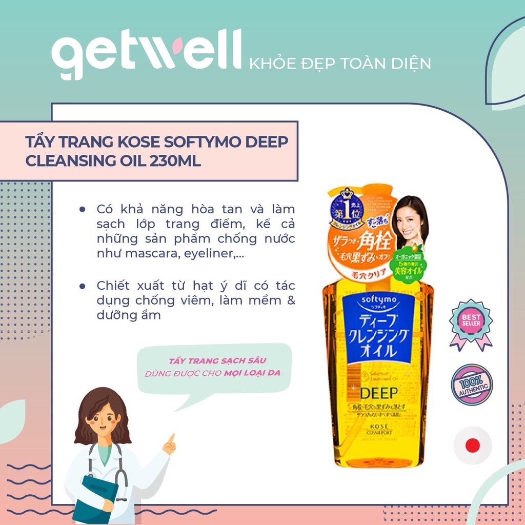 [HCM]CAM | Dầu Tẩy Trang Làm Sạch Sâu Lỗ Chân Lông Kosé Cosmeport Softymo Deep Cleansing Oil 230ml
