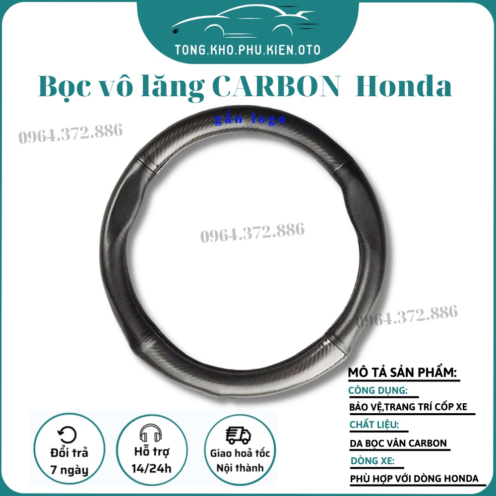 Bọc vô lăng carbon xe honda brio, city, civic, crv, hrv, accord, jazz