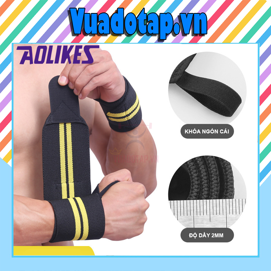 Băng Cổ Tay, Đai Cuốn Băng Quấn Bảo Vệ Cổ Tay Tập Gym Thể thao Thể Hình Tập Tạ Aolikes A1538