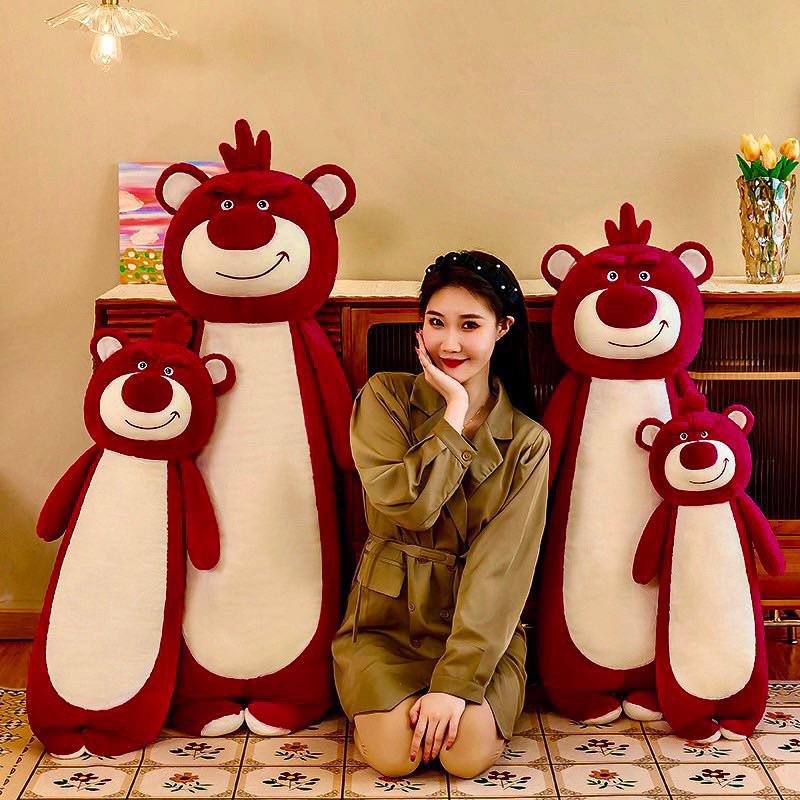 Gối ôm gấu dâu lotso mẫu mới, gối ôm cho bé, gối ôm ngủ cao cấp hàng nhập khẩu đủ size 70cm - 90cm - 1m1 - 1m3