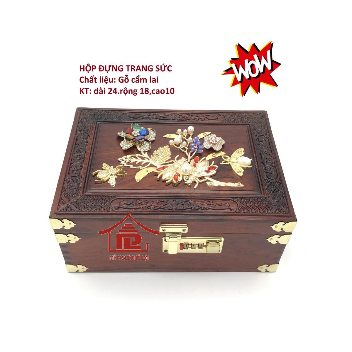 Hộp đựng trang sức gỗ cẩm lai cao cấp