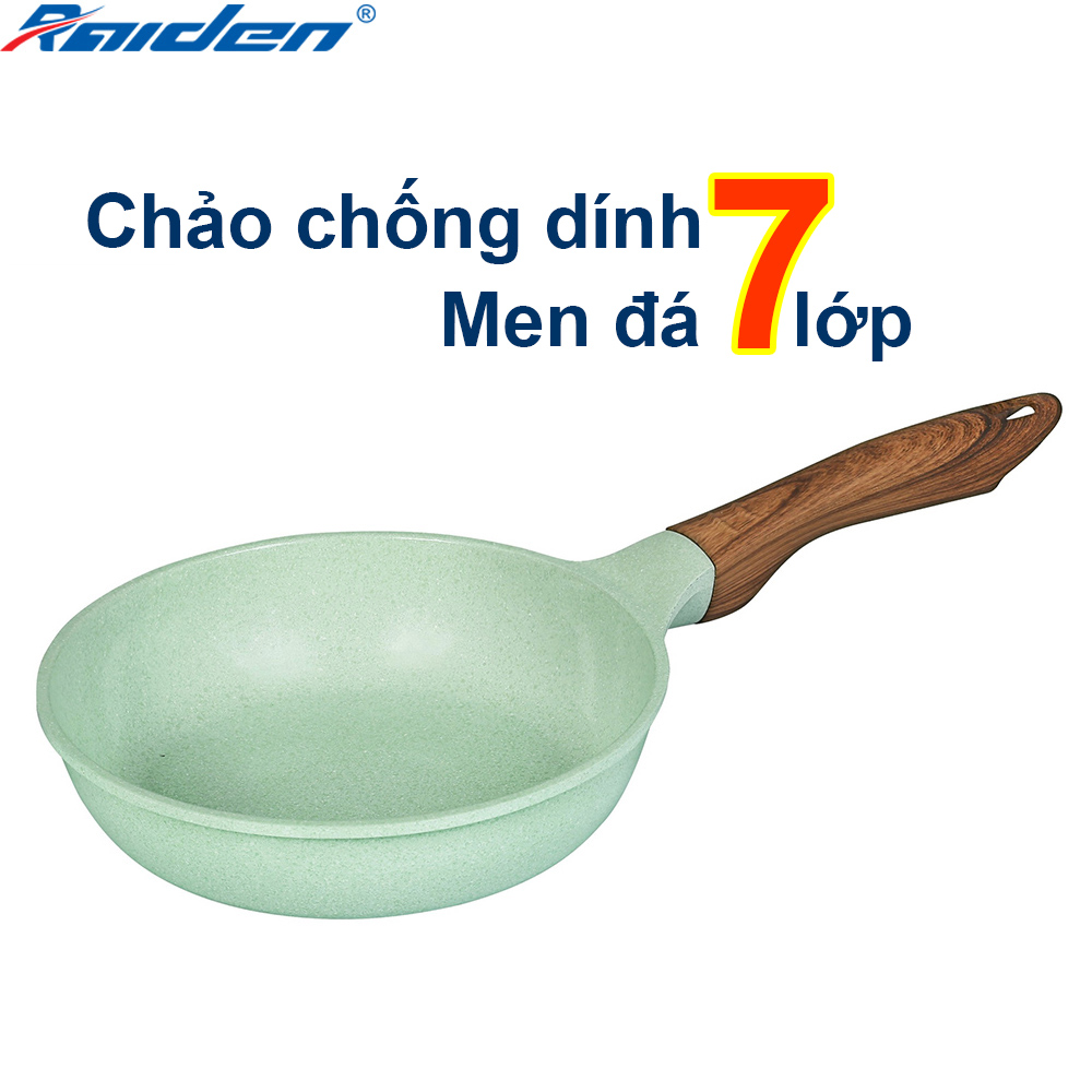 Chảo đúc đáy từ chống dính 7 lớp men đá xanh ngọc sâu lòng Greencook GCP06 dùng cho bếp từ, bếp ga, bếp hồng ngoại, bếp điện, bếp củi