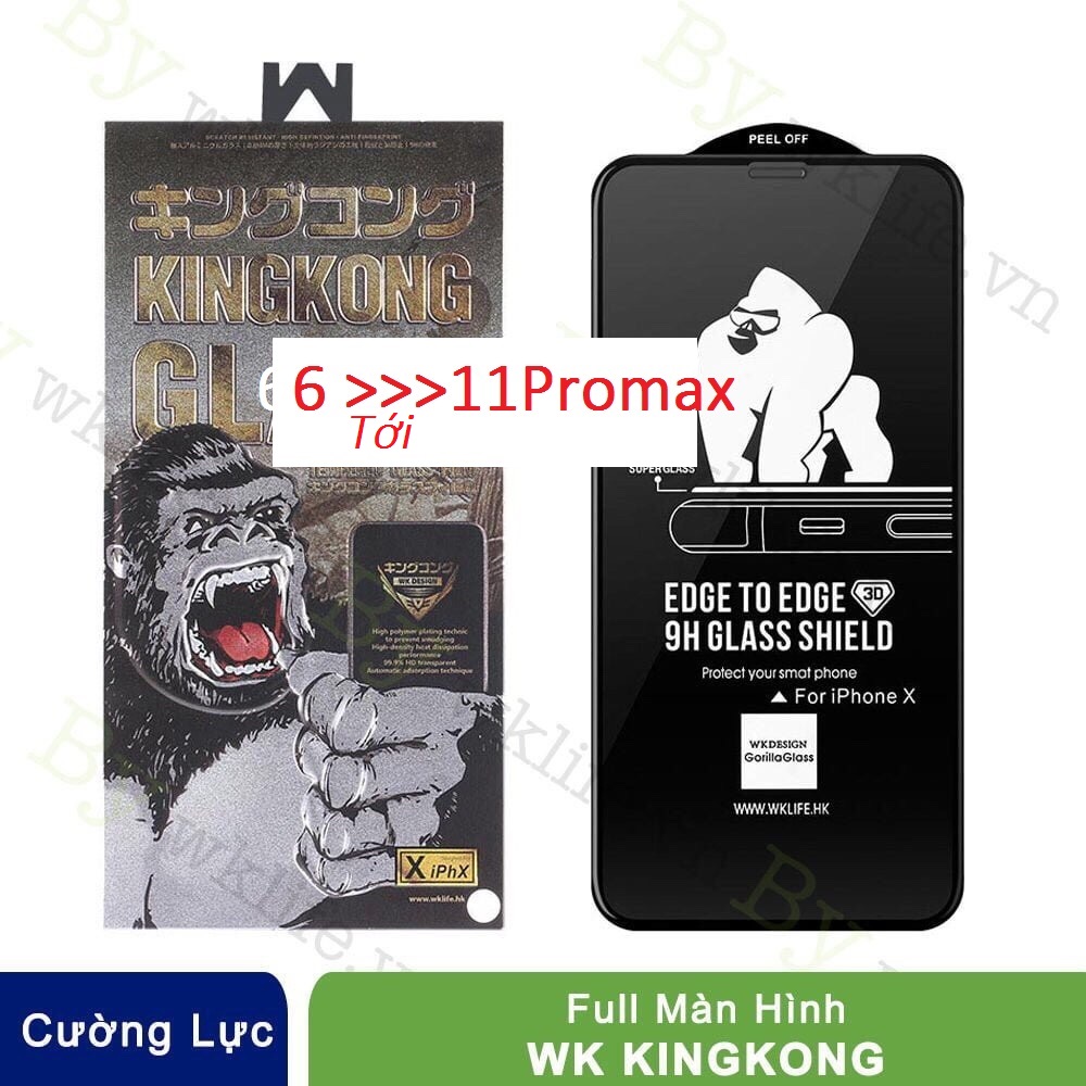 Siêu Kính 3D Kingkong Cho Iphone 6/7/8/X/Xsmax/11Promax Full Màn Hình.