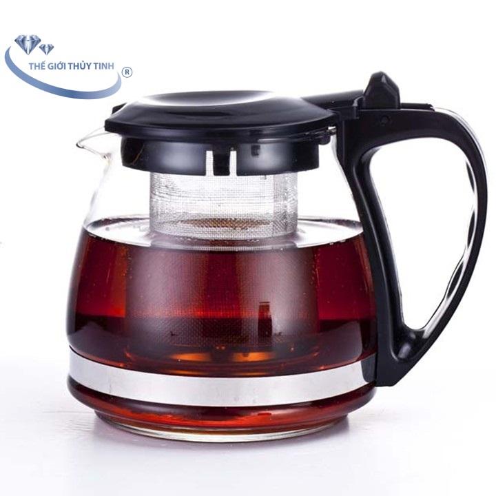 Bình ấm trà thủy tinh có lõi lọc 1300ml - màu ngẫu nhiên