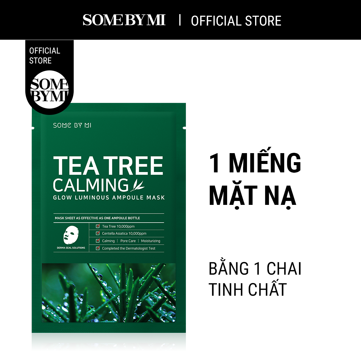 Mặt nạ tràm trà Some By Mi Tea Tree Calming Sheet Mask 25g kháng khuẩn cấp ẩm giảm mụn cho da dầu mụn