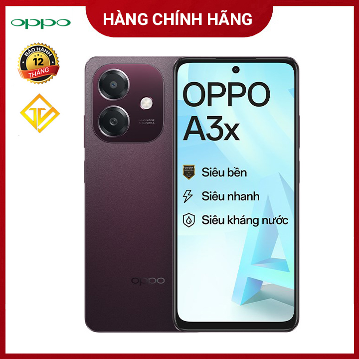 Điện thoại Oppo A3x (4GB/64GB) Màn hình 6.67inch , Pin 5100mAh - Hàng chính hãng