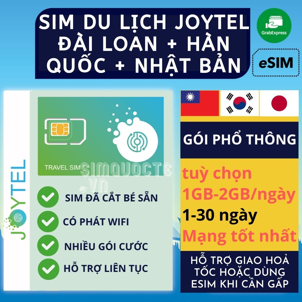 Thẻ truy cập mạng internet Sim du lịch Đài Loan Nhật Bản Hàn Quốc tốc độ cao 4G 5G tùy chọn từ 4 đến 8 ngày