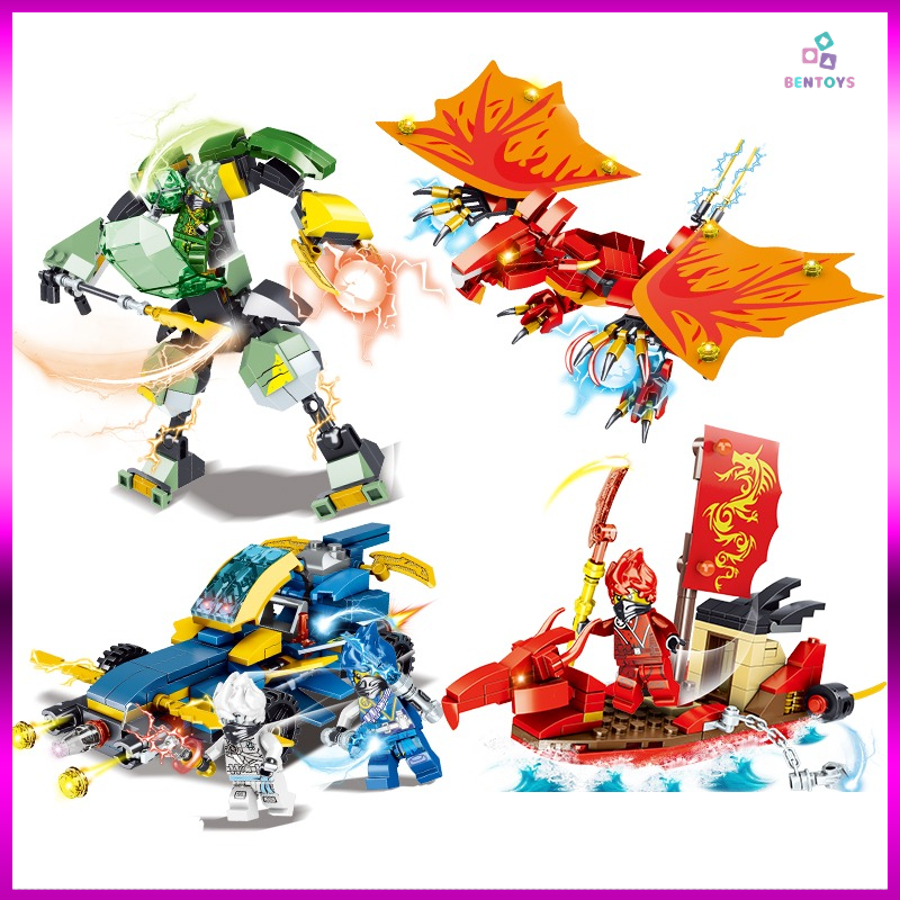 Đồ chơi lắp ráp ninja đại chiến rồng lửa thuyền robot siêu xe mã A8118 BENTOYS