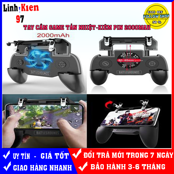 Tay cầm chơi game tản nhiệt SR2000 kiêm pin dự phòng 2.200mah cho tất cả dòng dt.Pubg moblie.liên quân,fire fie v.v...