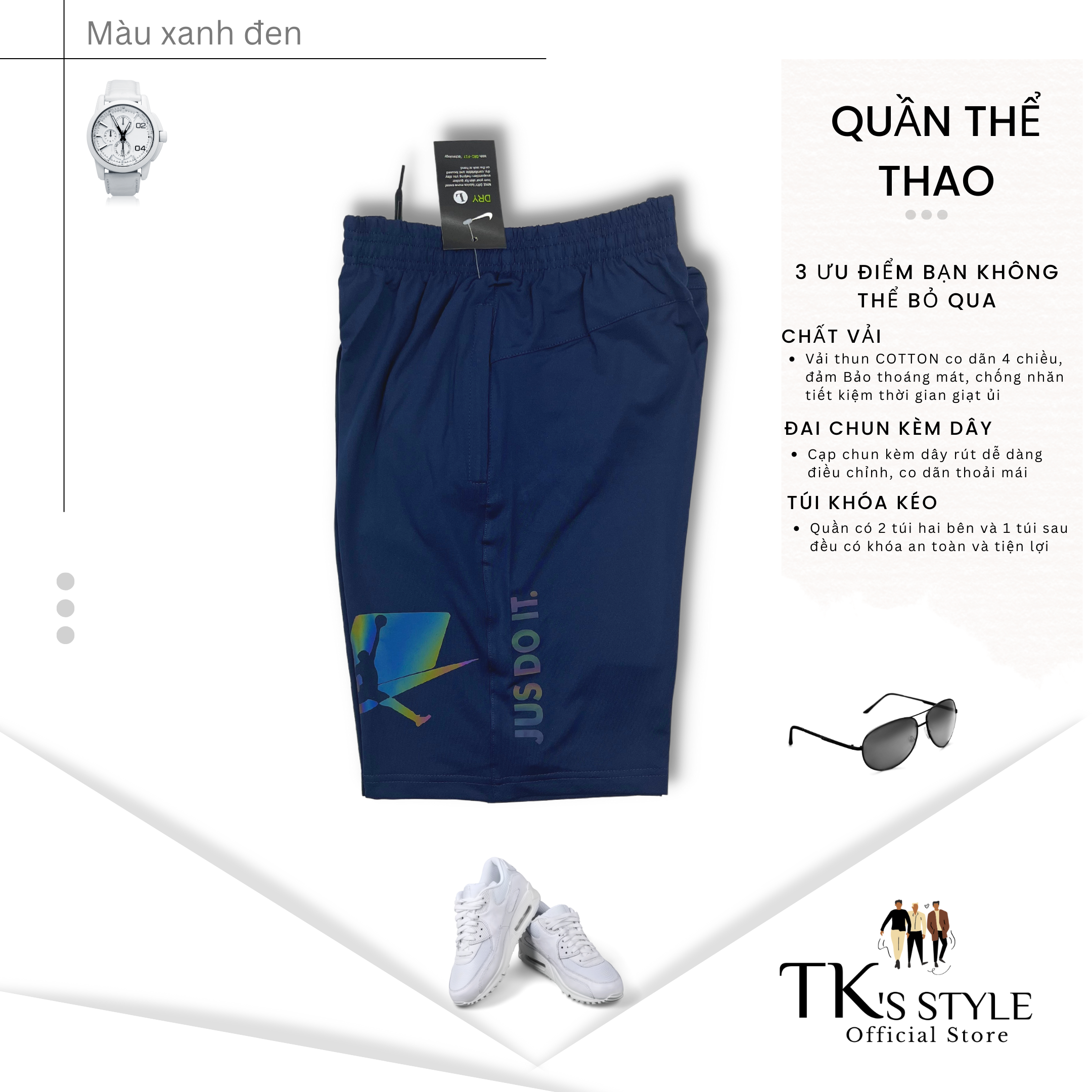 Quần đùi Short thể thao Nam vải thun co giãn 4 chiều VNXK