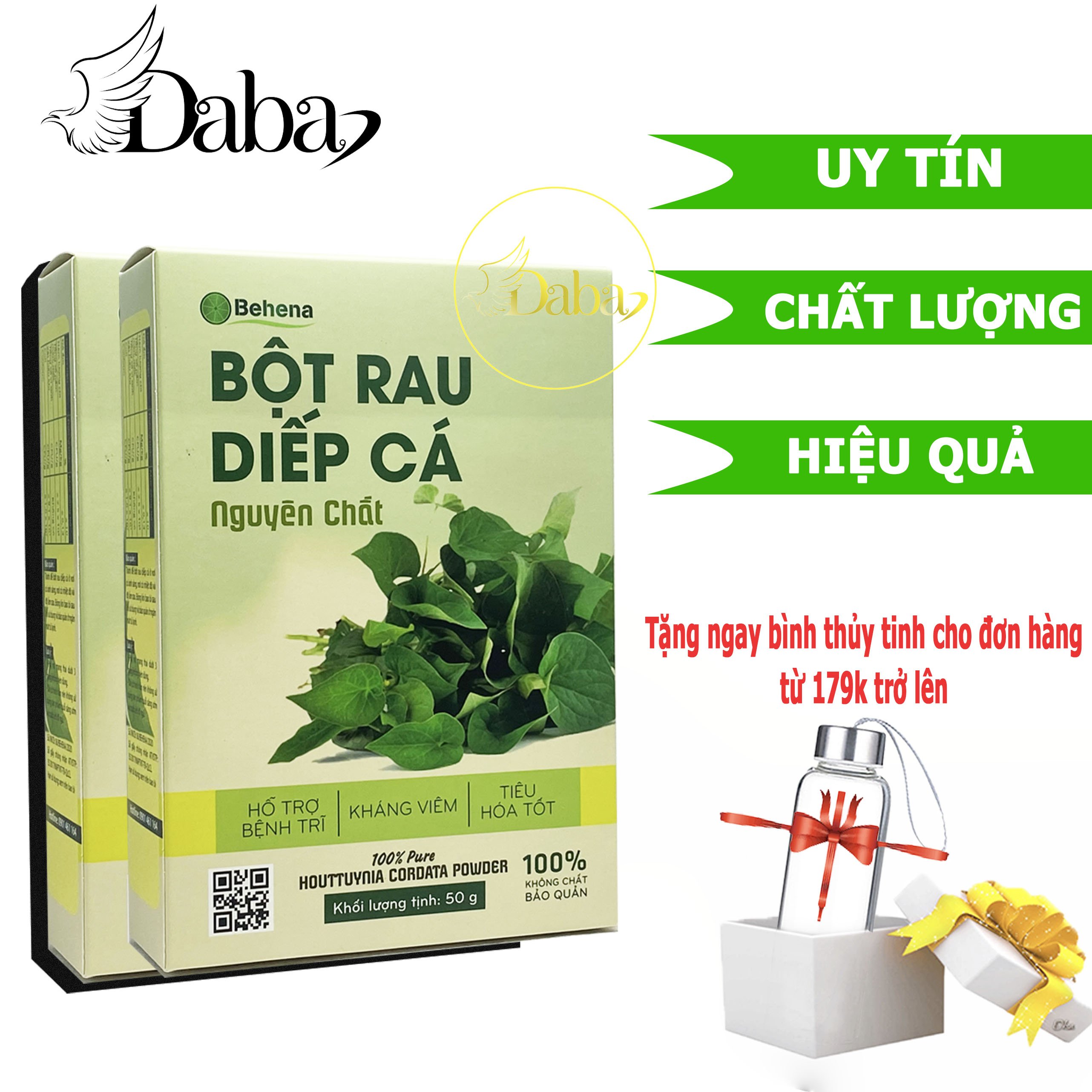 Bột rau Diếp Cá nguyên chất Behena sấy lạnh| 50G | Thanh nhiệt cơ thể, hỗ trợ người bị trĩ, táo bón
