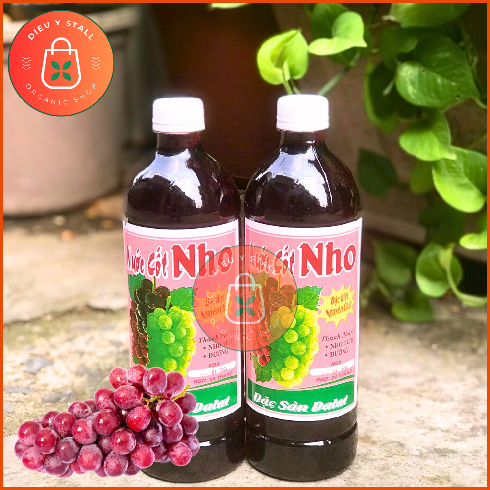 Nước cốt nho Đà Lạt 1000ml lên men tự nhiên nguyên chất 100% gốc Đà Lạt, nước cốt nho Đà Lạt