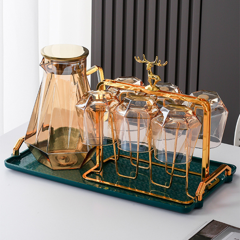 Set bộ bình cốc thủy tinh chịu nhiệt zs015, bình 1800ml+ 6 ly 300ml