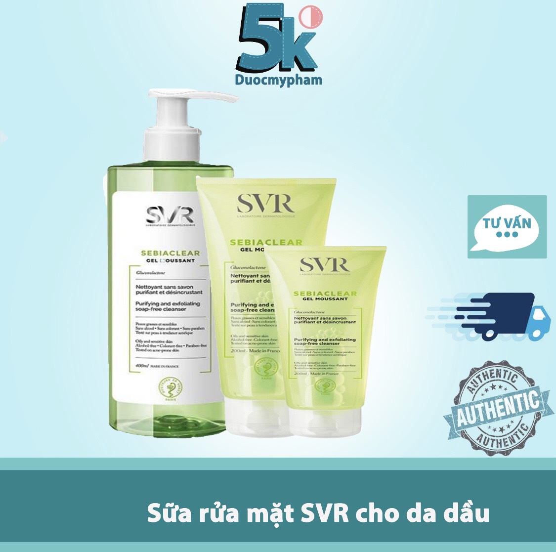 Svr sữa rửa mặt cho da dầu mụn svr sebiaclear gel moussant