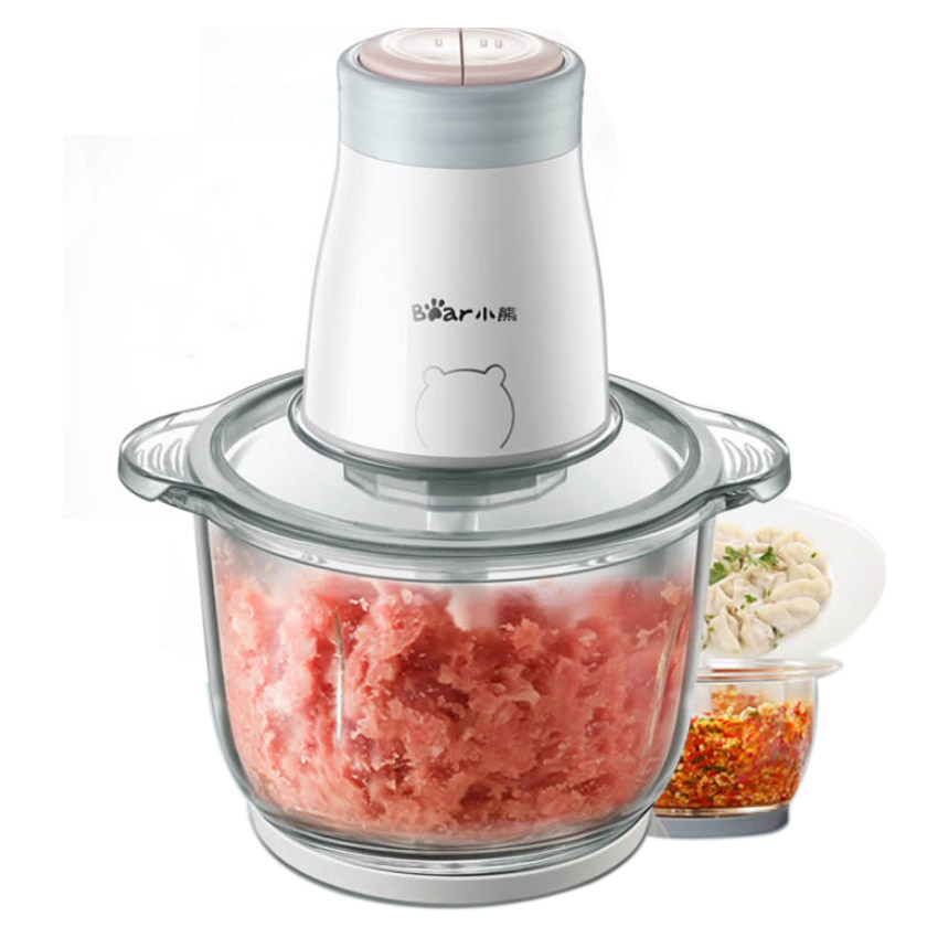 Máy xay thịt BEAR (2L) - Lưỡi dao kép thép không gỉ - Cối Thủy Tinh - Công suất 300W - Máy xay thịt đa năng tiện lợi - Bảo hành 12 tháng Uy Tín Tại Robot HCM