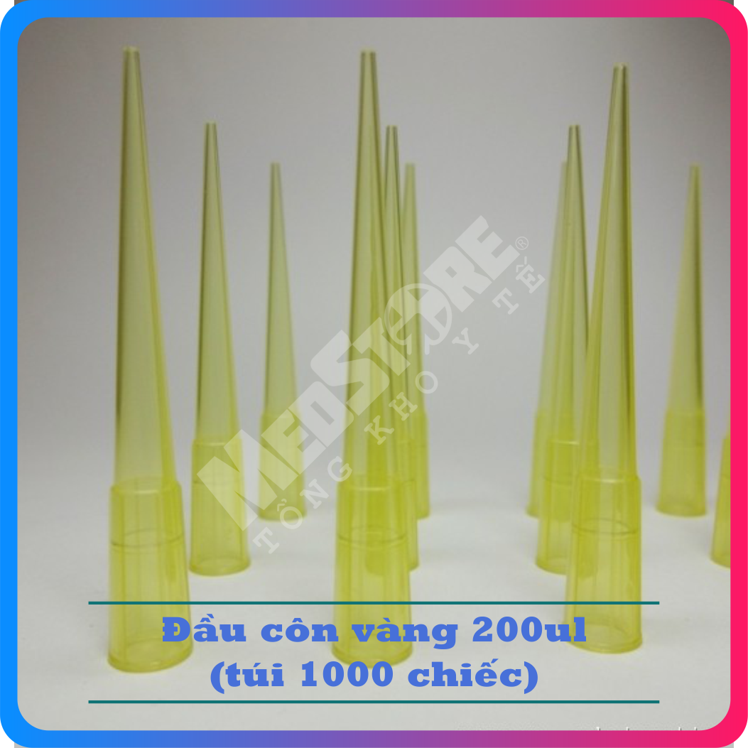 Đầu côn vàng (pipet tip) 200ul dùng thí nghiệm (túi 1000 chiếc) - TBYT Medstore