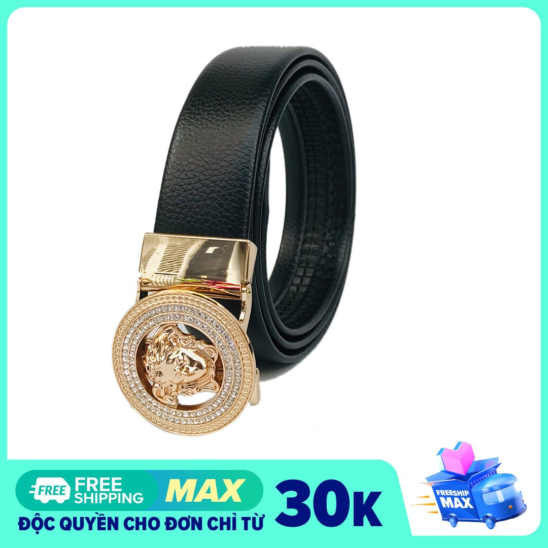 Thắt lưng nam công sở mặt đính đá, Thắt Lưng Nam dây gài tự động, Dây Nịt Nam Hàng Hiệu