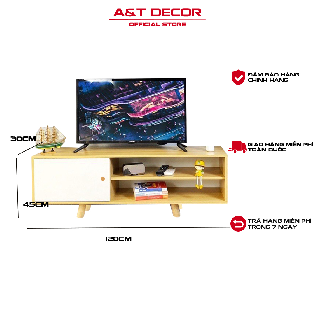 Kệ Tivi để sàn thông minh hiện đại 1 ngăn kéo vân gỗ sang trọng kích thước 120x30x45cm siêu chắc chắn