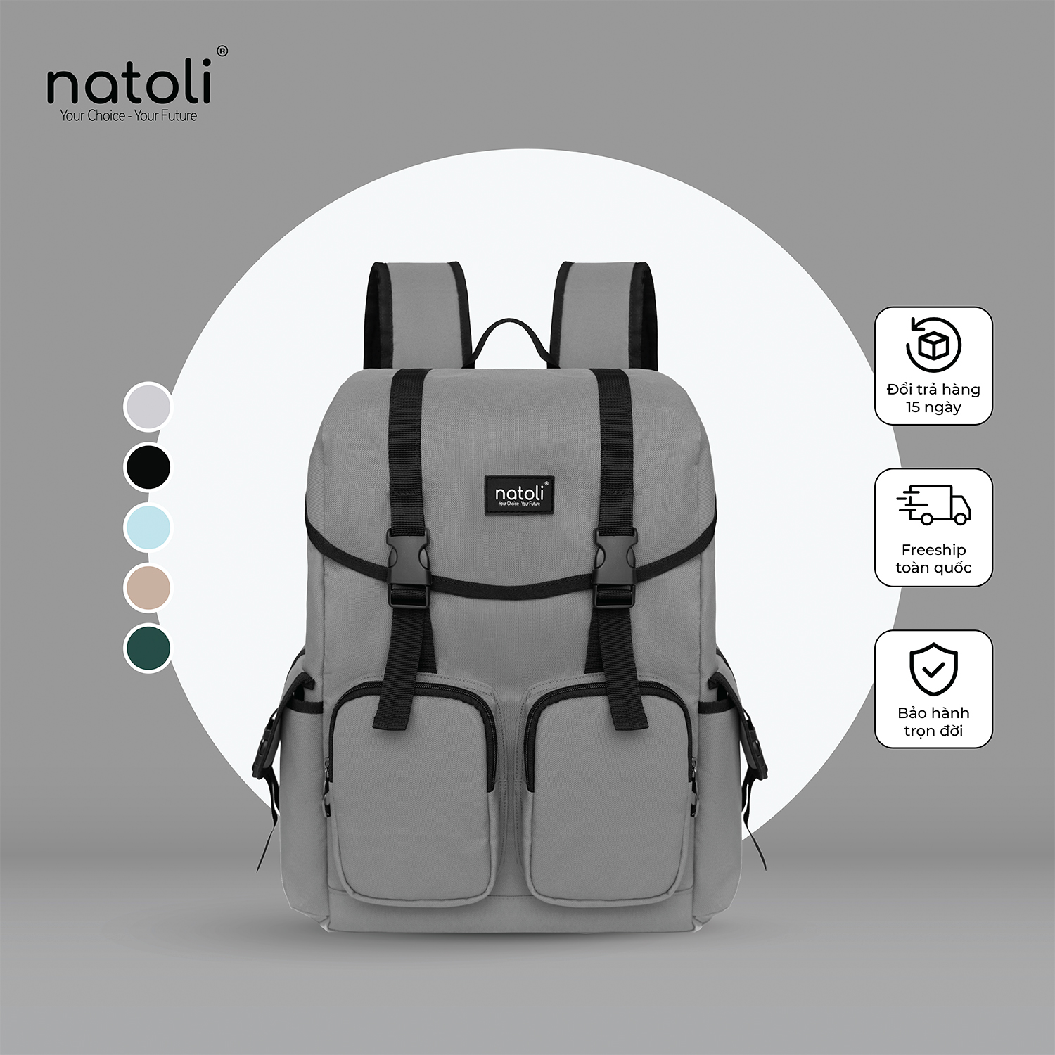 Balo du lịch Thương hiệu NATOLI BST WOLFY BACKPACK B7 cặp nhiều ngăn kháng nước cao cấp