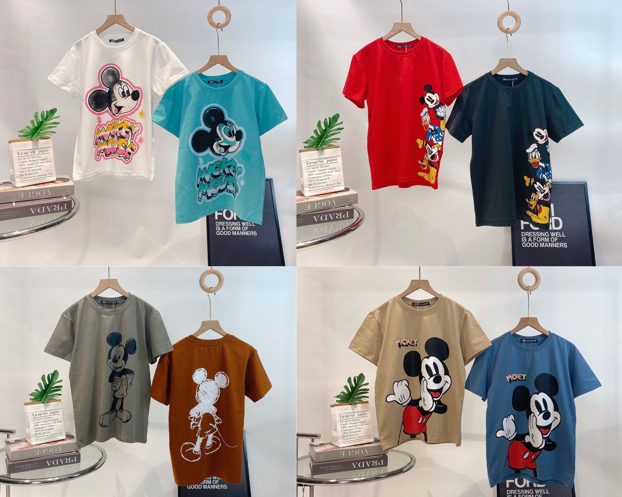 Nhiều mẫu - Áo thun nữ ngắn tay cổ tròn in hình Mickey whisper, Mickey couple, Mickey 2 sides chất cotton 100%