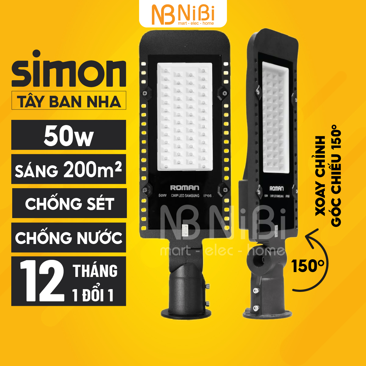 Bóng đèn đường led roman elw2009, đèn led ngoài trời 50w, bóng đèn cao áp ngoài trời 50w, bảo hành 12 tháng