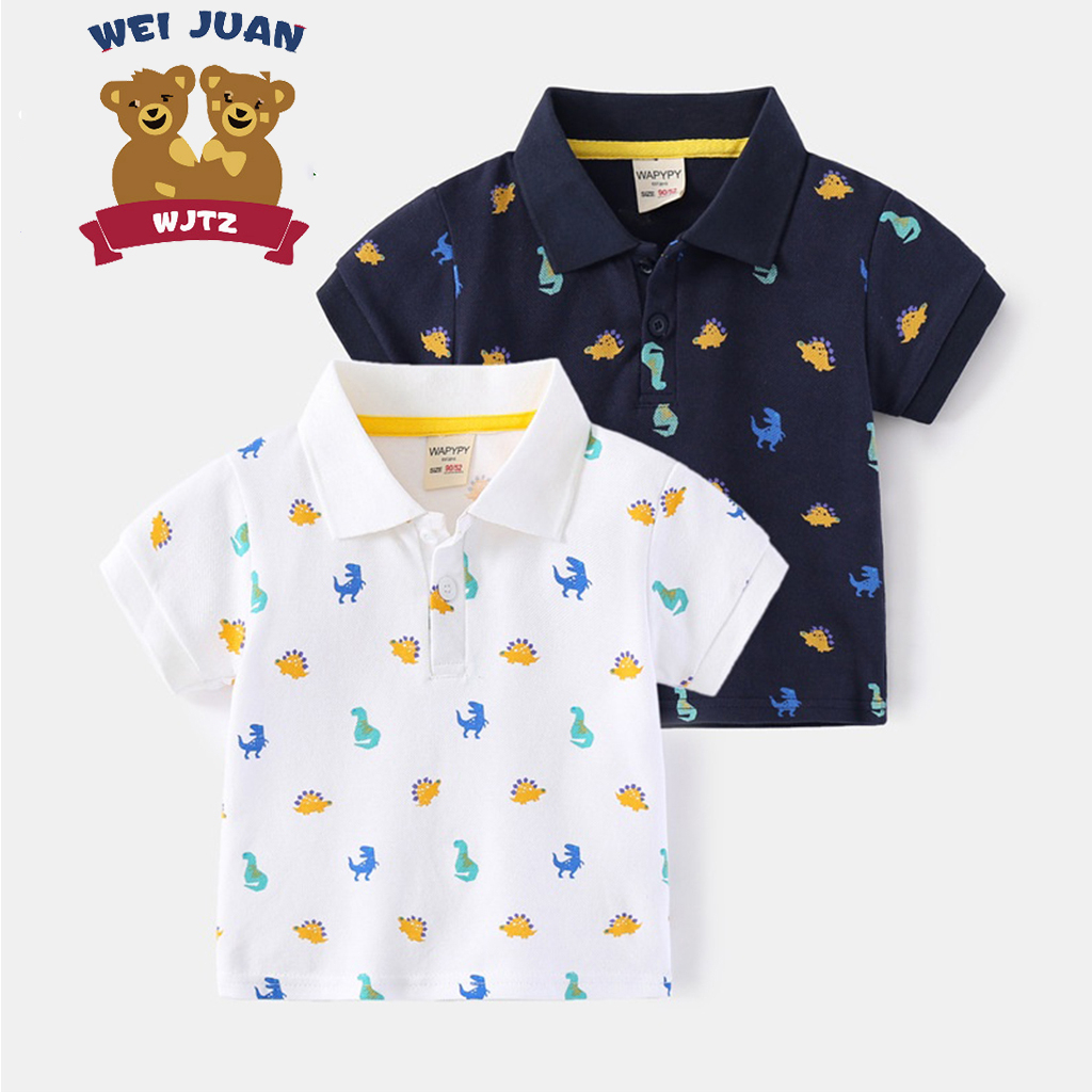 Áo khủng long Polo Wapypy áo có cổ cho bé chất cotton hàng xuất Âu Mỹ