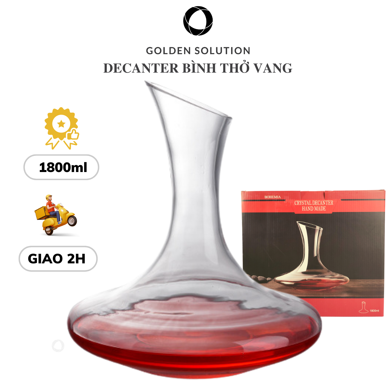 Bình rót rượu vang, bình thở đựng rượu vang, decanter thủy tinh 1500ml