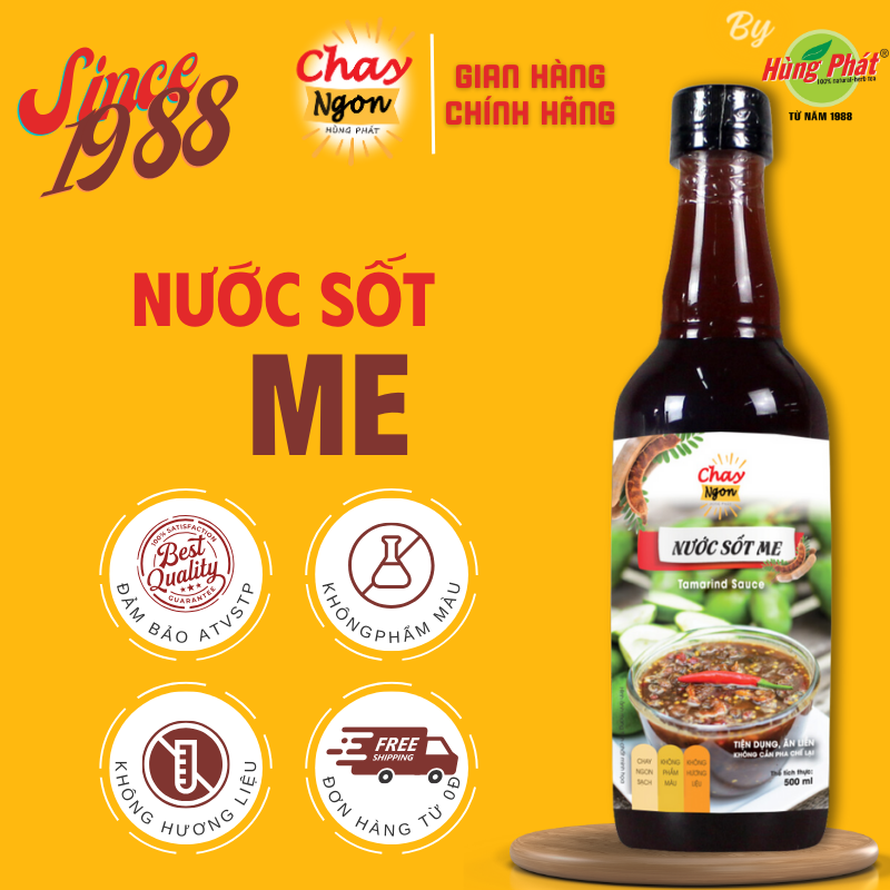 Nước Sốt Me Chua Ngọt Tiện Lợi Chay Ngon Hùng Phát Chai 500ml Bí Kíp Cho Món Canh Chua Chay