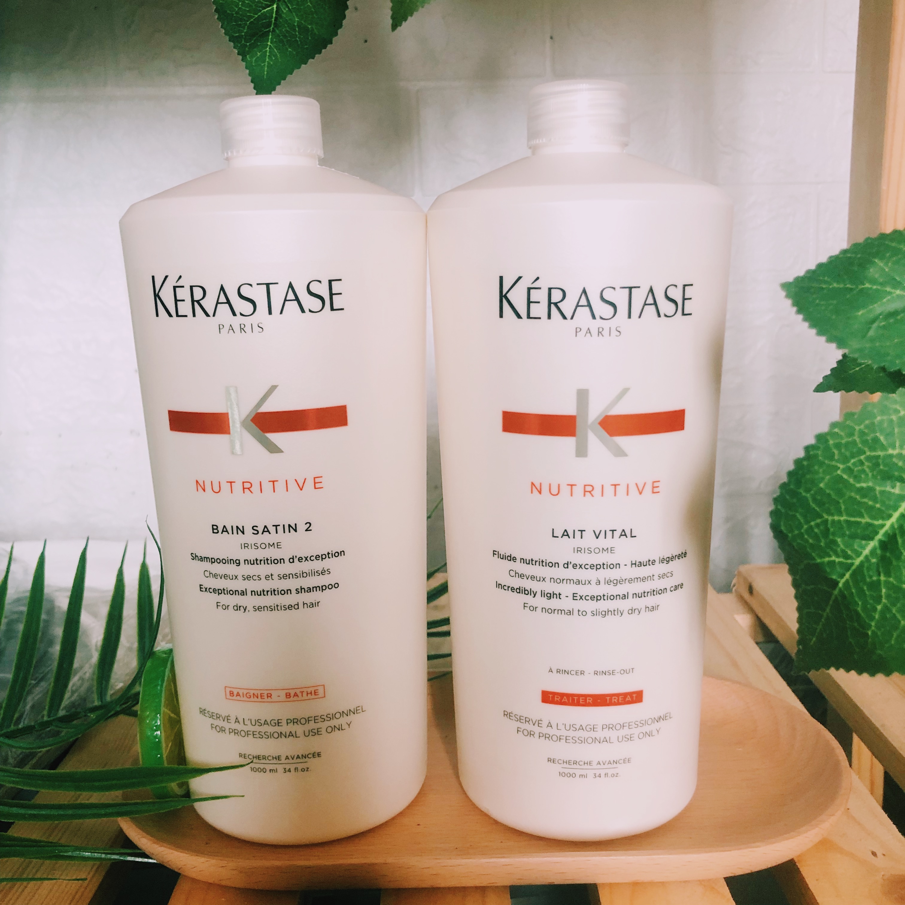 Bộ dầu gội giúp tóc khô xơ trở nên óng mượt Kerastase Nutritive (Dầu gội 1000ml + Xả 1000ml)
