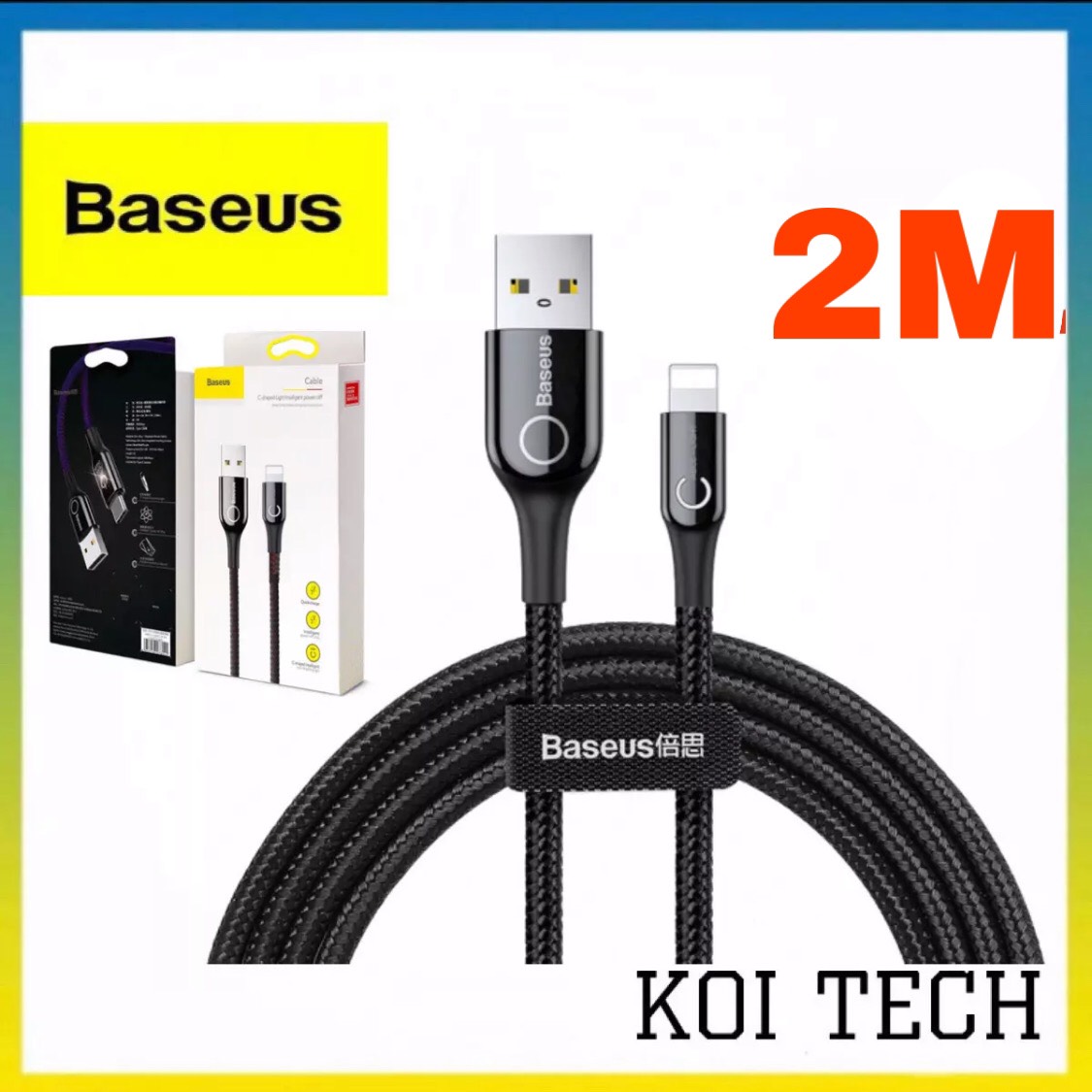 Dây sạc tự ngắt điện iphone Baseus - Cáp sạc dây sạc siêu nhanh 2.4A và truyền dữ liệu - KOI TECH