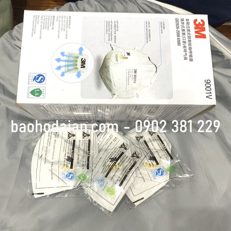Khẩu trang 3M 9001V chống bụi có van lọc mùi hôi, lọc độc, kháng khuẩn