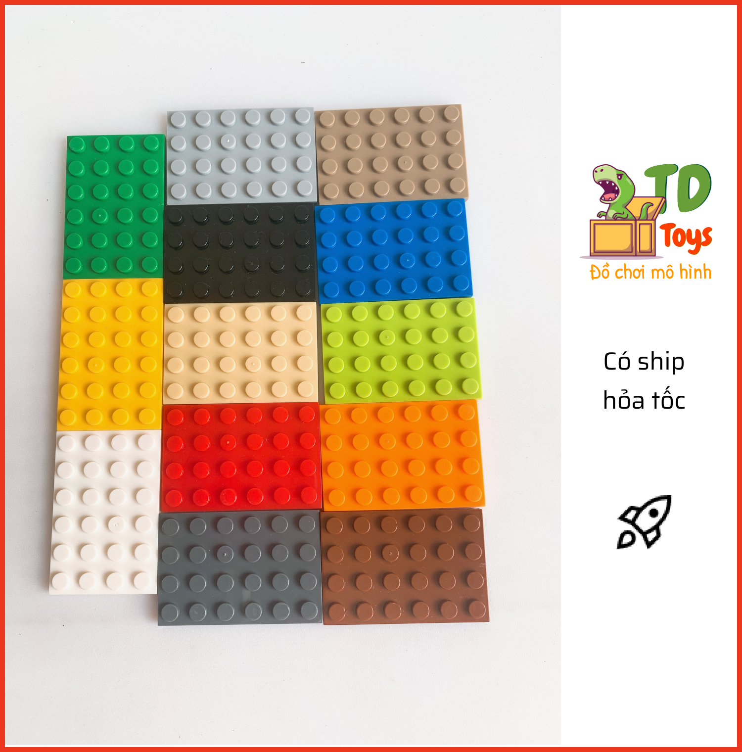 Phụ kiện đồ chơi lắp ráp, MOC, base, combo 3 tấm nền lót đáy 4x6