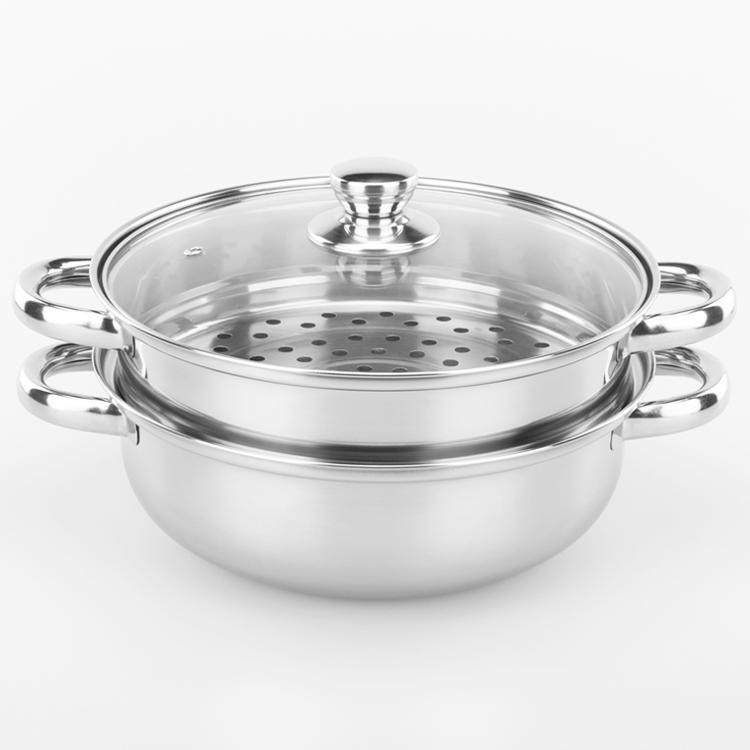 Nồi hấp cách thủy đa năng/ Nồi lẩu kiêm nồi hấp 2 tầng inox , Bộ Nồi Xửng Hấp Inox COOK 28cm Nắp Kính- Nồi lẩu kiêm nồi hấp 2 tầng inox - Nồi luộc hấp thức ăn đa năng 2 tầng