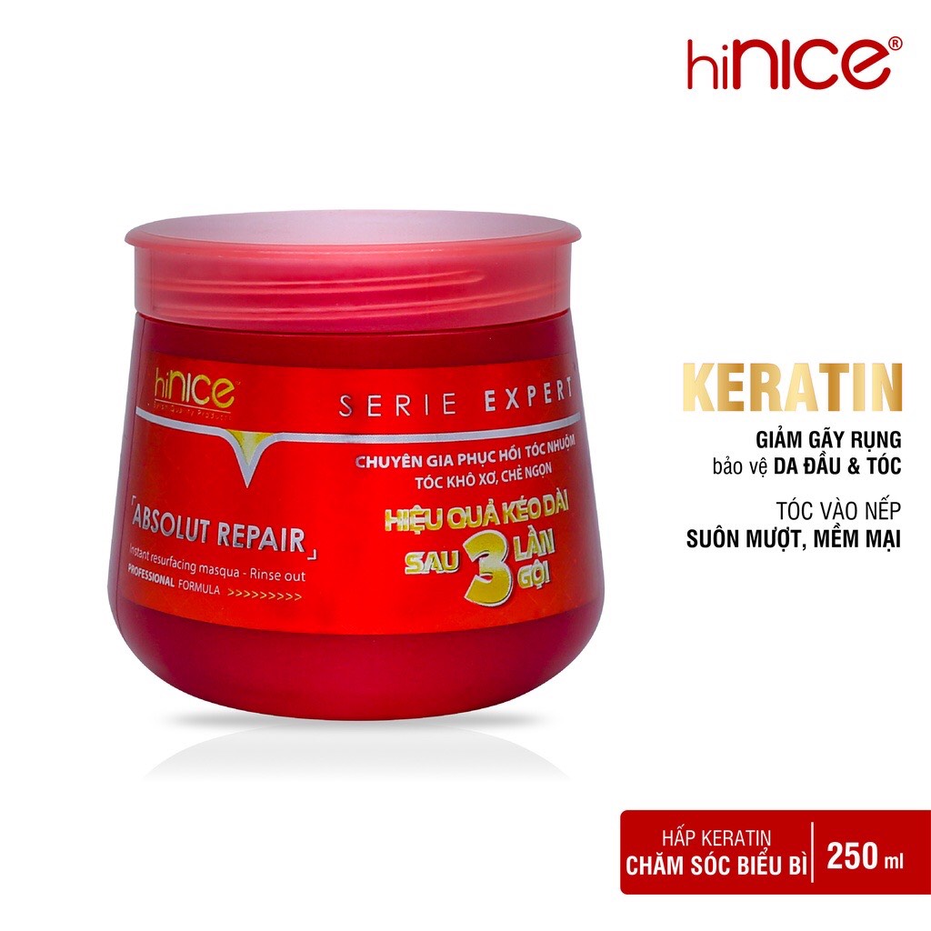 Kem ủ tóc cao cấp chăm sóc biểu bì tóc, dưỡng tóc mềm mượt Keratin HiNice 250ml