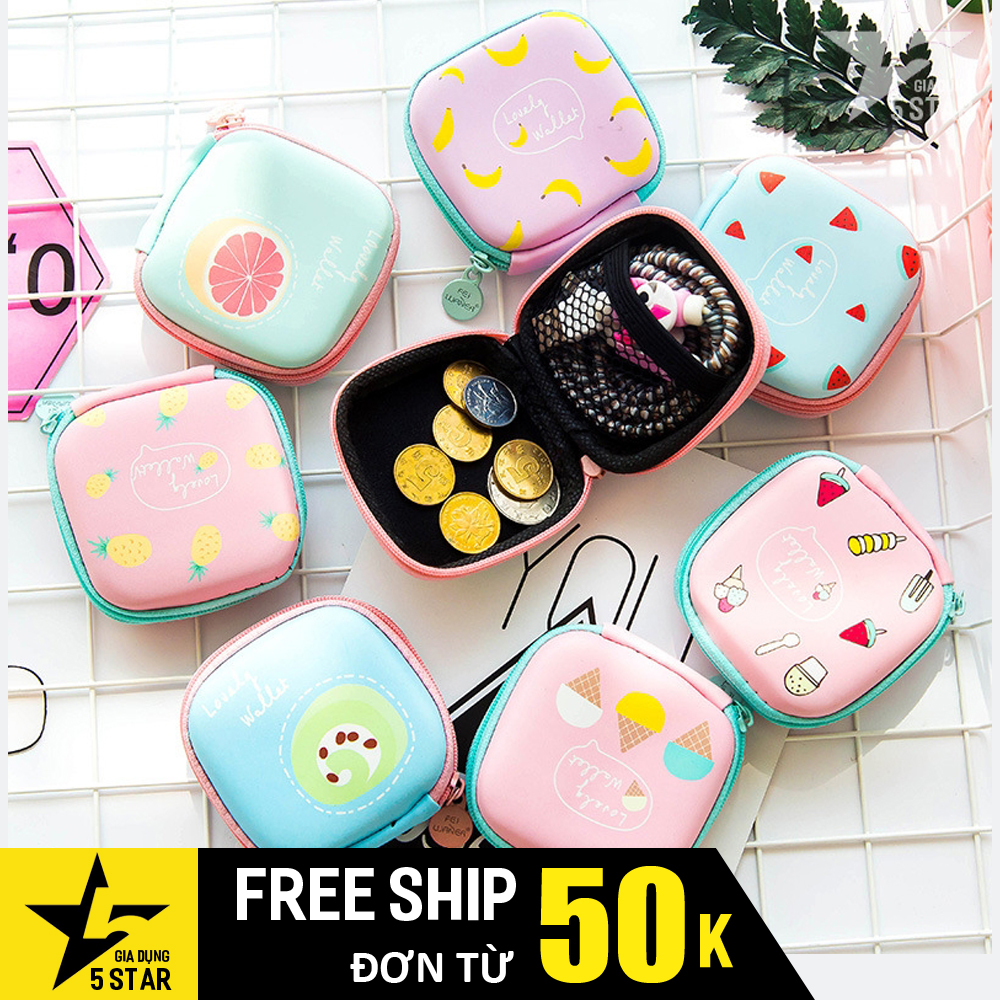 (Loại tốt) Hộp đựng tai nghe, cáp sạc, phụ kiện hình trái cây mùa hè, chất liệu chất liệu PU cách nhiệt 5STAR