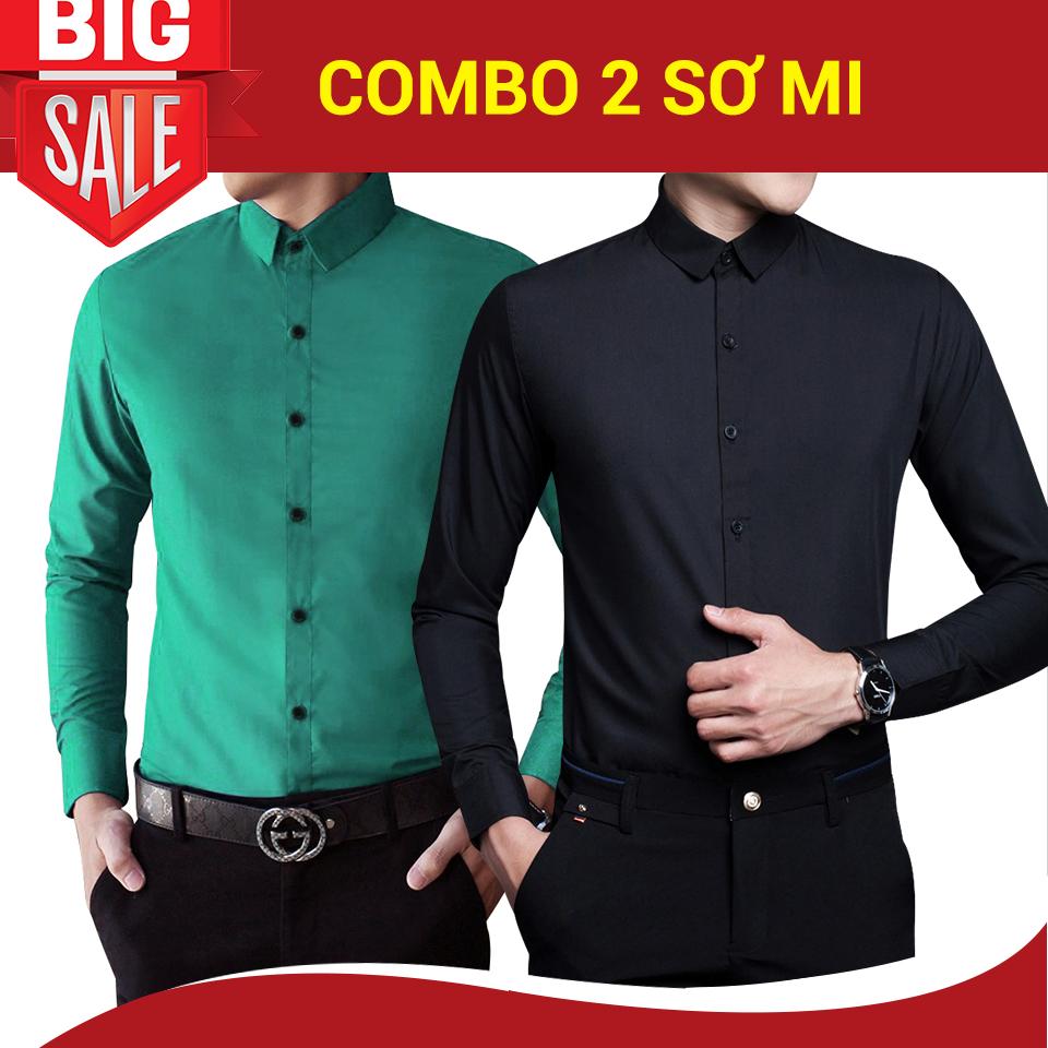 Combo 2 sơ mi lụa trơn đẳng cấp