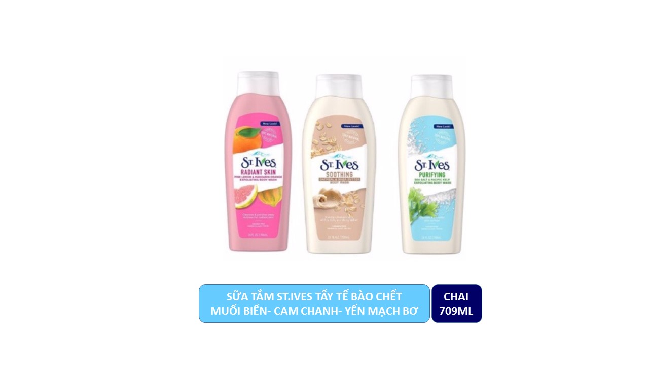 Sữa tắm ST.Ives yến mạch bơ, cam chanh, muối biển 709ml