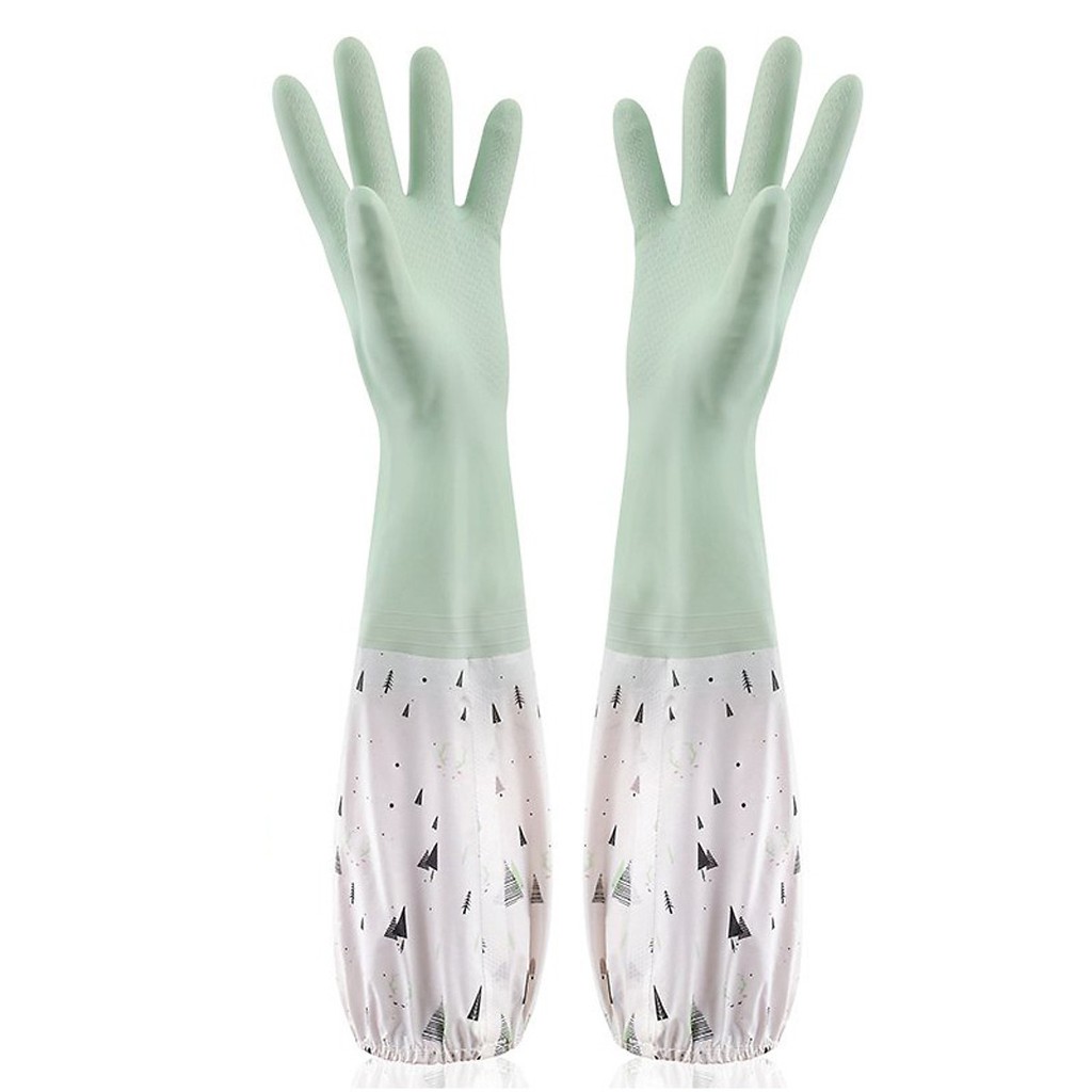 Găng tay rửa bát chén lót nỉ chất liệu cao su siêu bền