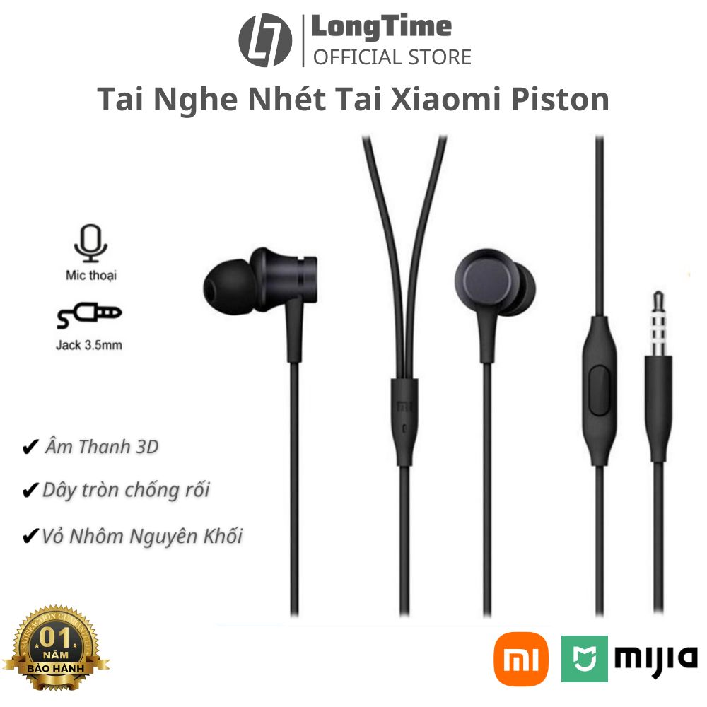 Tai nghe có dây nhét tai Xiaomi Mi In-Ear Headphones Basic Piston Earphone - Chống ồn bass cực mạnh đầu cắm 3.5mm , bảo hành 12 tháng