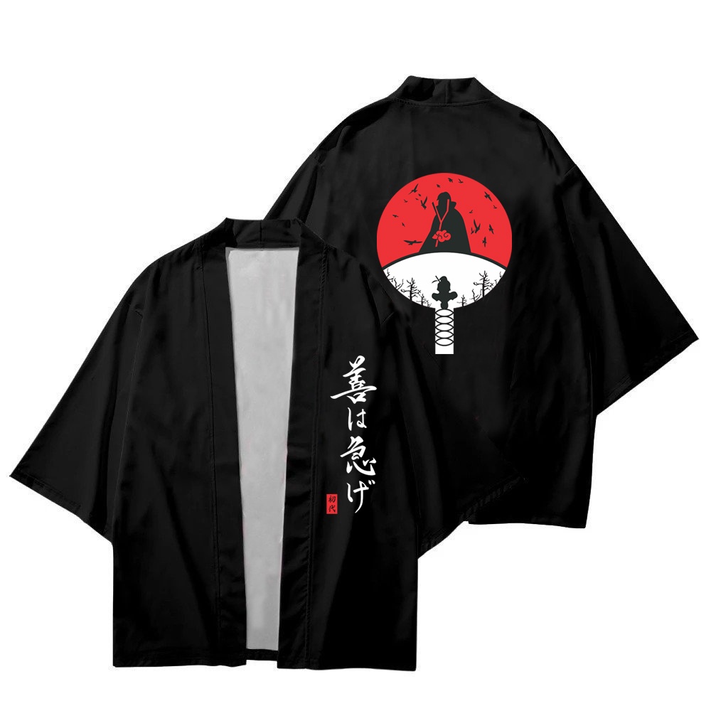 Áo khoác Kimono Haori phong cách Japan in hoạ tiết samurai