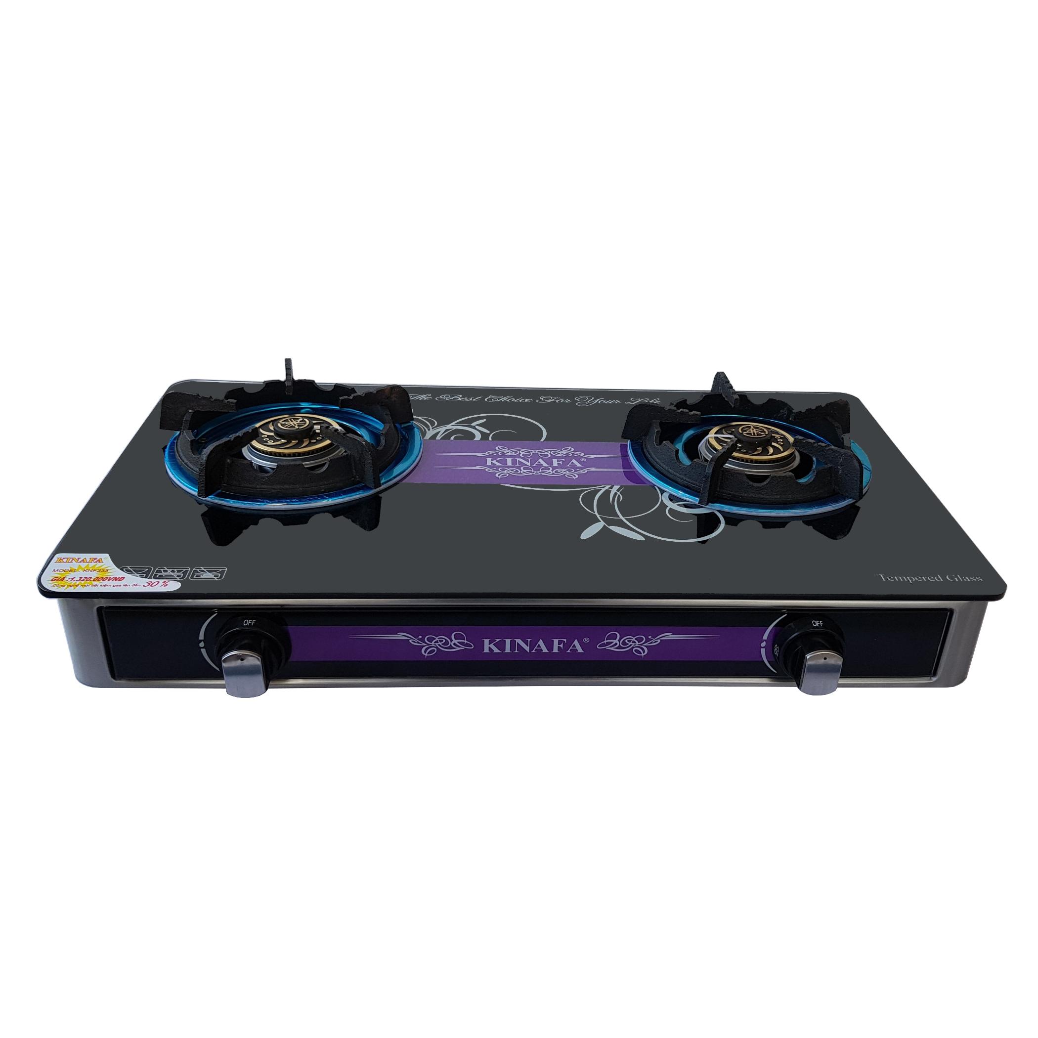 Bếp Ga Đôi Cao Cấp Chén Đồng Khung Cao Inox Kinafa KNF-333 Made In Việt Nam