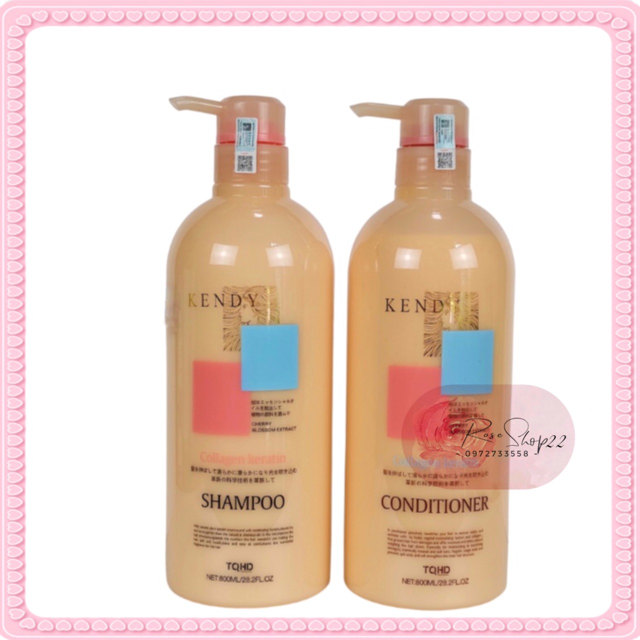 Dầu gội xả, Dầu gội dưỡng sinh Kendy thơm mềm mượt chống rụng tóc và kích mọc tóc 800ml - Kendy chính hãng
