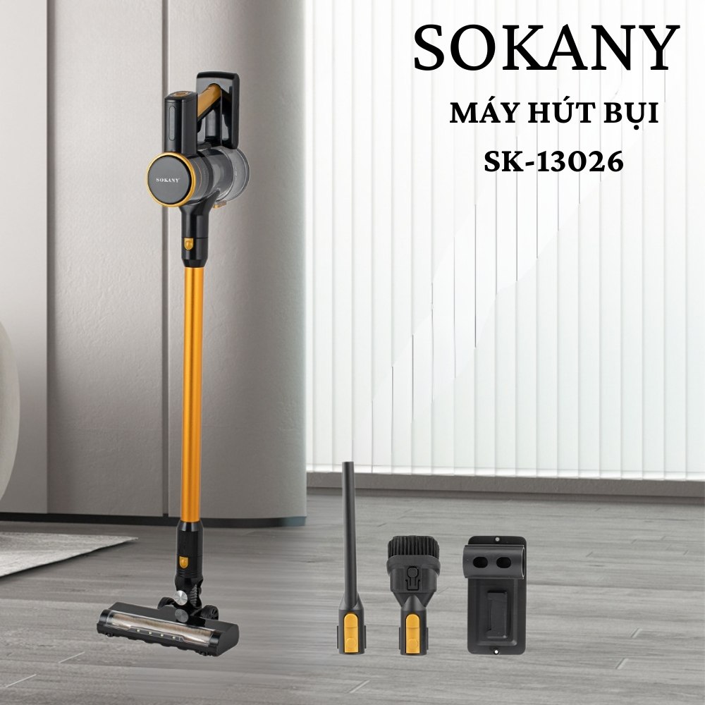 Máy hút bụi cầm tay sạc pin SOKANY SK-13026 công suất 3300W lực hút cực mạnh 21kpa hút sạch mọi góc SK13026