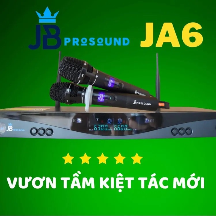 Micro Không Dây JBproSound JA6 Hát Siêu Nhẹ Tiếng Sáng Tụ To Sóng Khỏe Hút Âm Tốt Độ Chống Hú Cao Tích Hợp Cảm Biến Tự Ngắt Âm Thanh Trung Thực Phù Hợp Karaoke Gia Đình Hàng Bảo Hành 12 Tháng