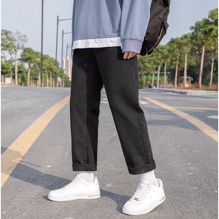 Quần jean baggy dáng suông rộng, quần bò nam nữ đen xanh dáng suông ống rộng quần jean nam unisex chuẩn shop