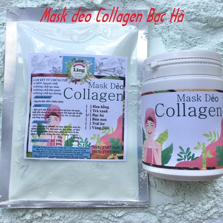 Mask dẻo Collagen Bạc Hà có giấy VSATTP và ĐKKD nguyên chất thiên nhiên 100% dùng để đắp mặt