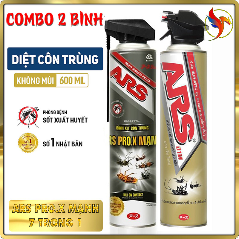 [COMBO 2 CHAI]  Bộ 2 chai Diệt Côn Trùng: ARS PRO.X MẠNH 7trong1  500ml+ JET GOLD S 600ml.  Tiết kiệm ngay 30k.
