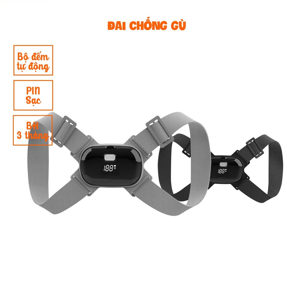 Đai chống gù lưng thông minh điều chỉnh tư thế - Cảm biến báo rung, đếm số lần ngồi sai- BH 6 tháng - Kaizo Mart