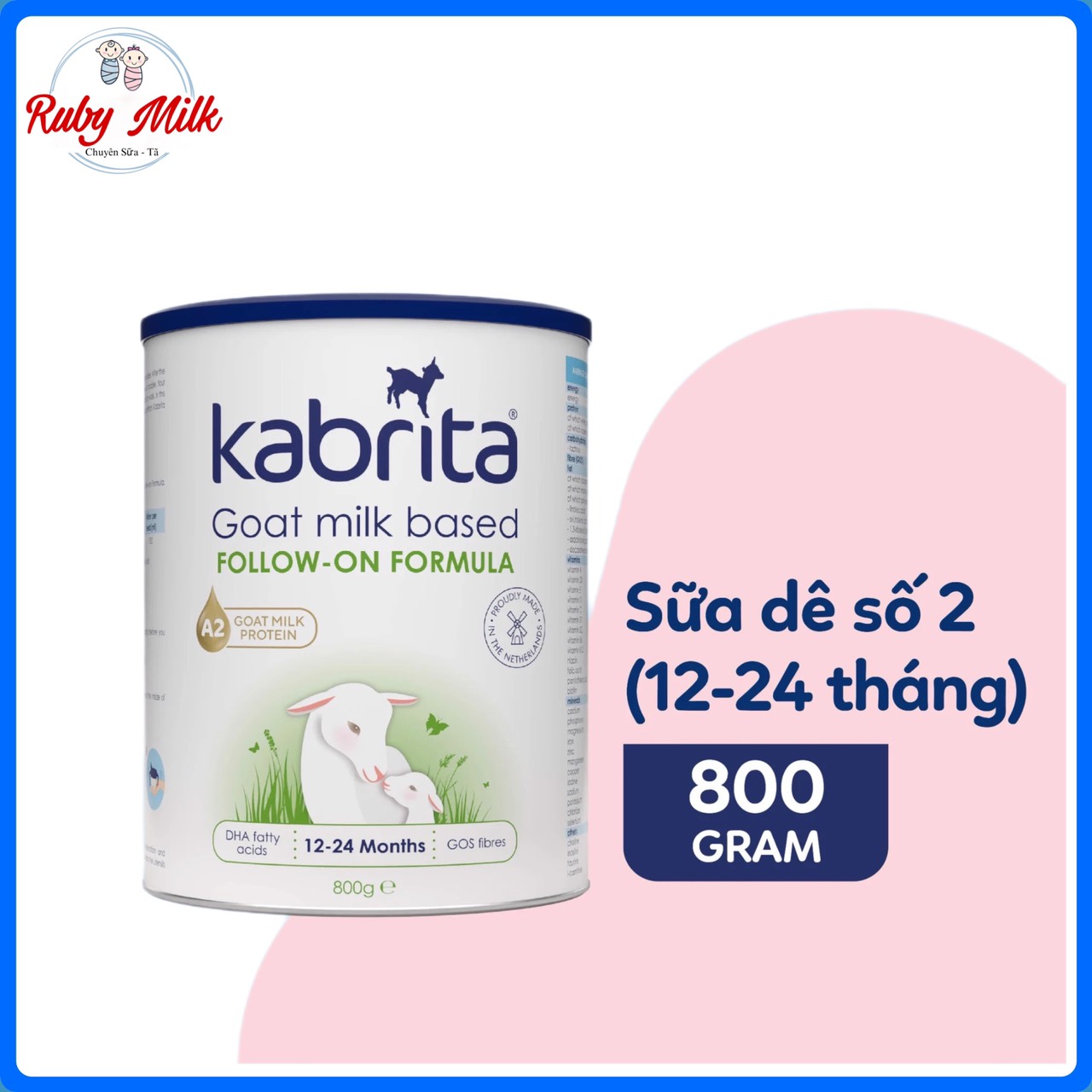 Date 2.2024 Sữa dê Kabrita số 2 12-24 tháng Lon 800g