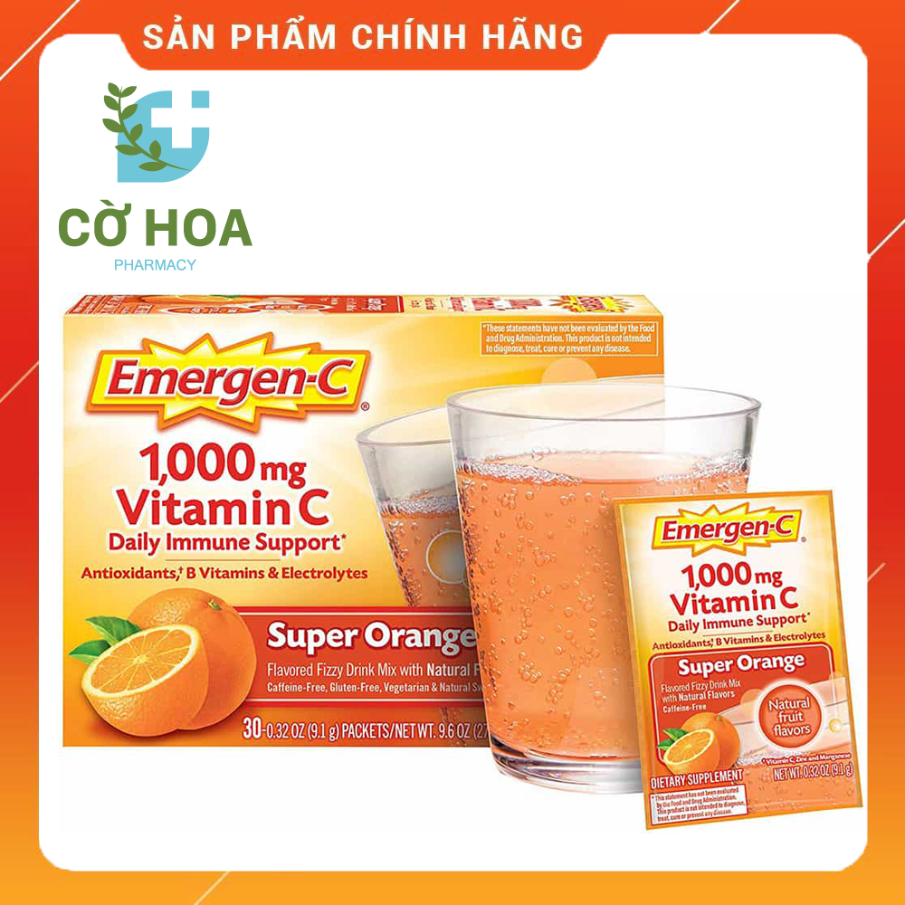 [HCM]Gói C sủi hương trái cây Emergen-C Vitamin C 1000 mg - Hộp 30 gói